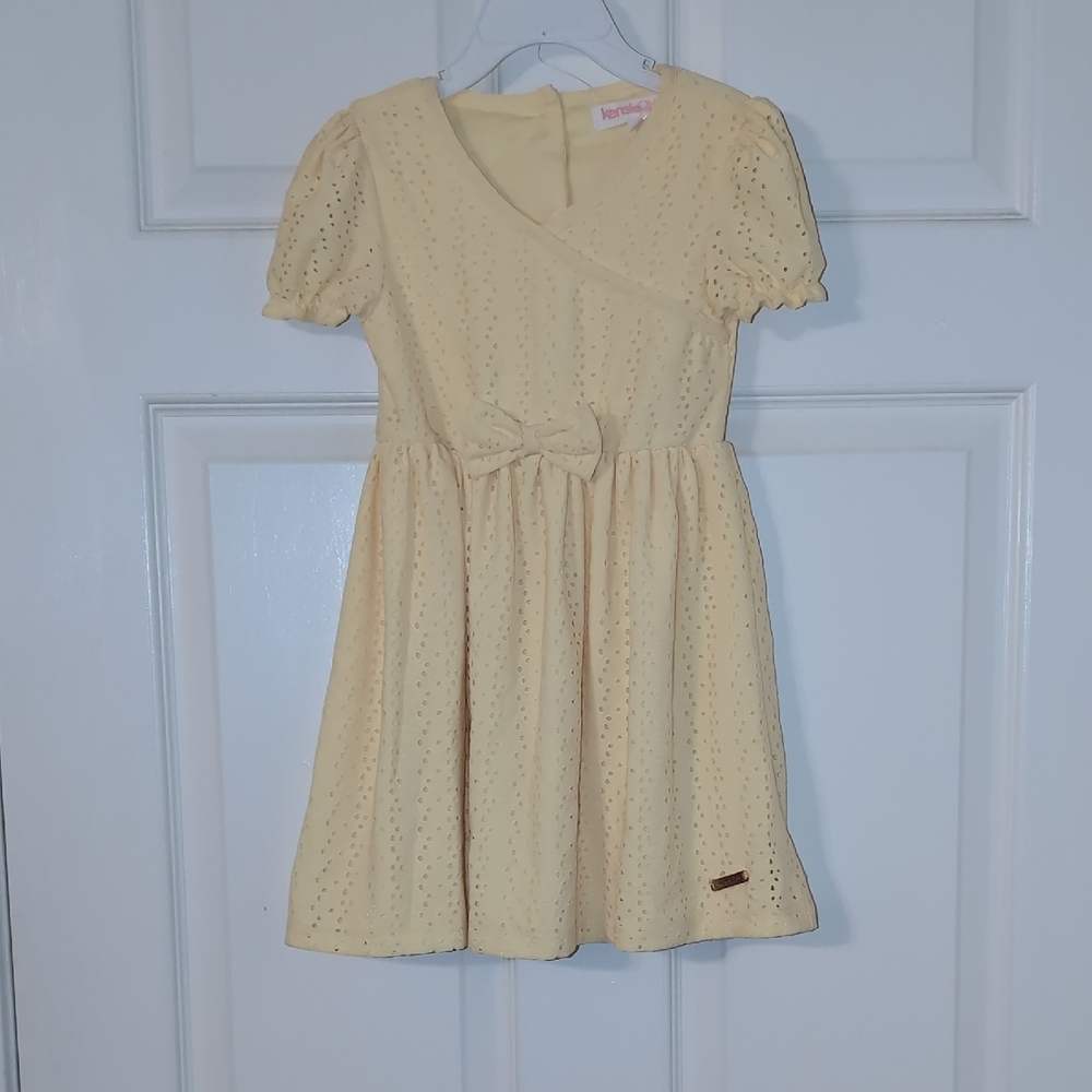 Kensie Cream Asymmetrical Puff Sleeve Sundress